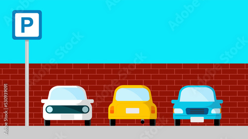 Three cars parked in the parking lot