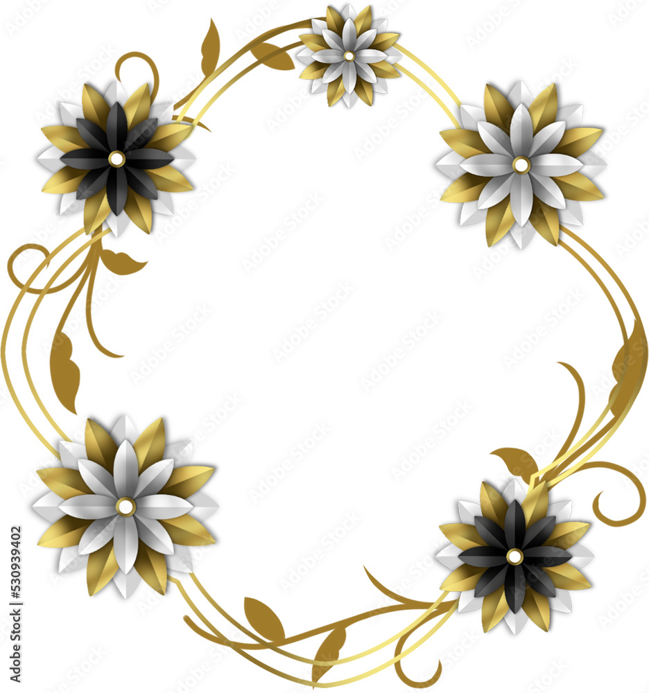 Elegant unique frame decoration with beautiful flowers