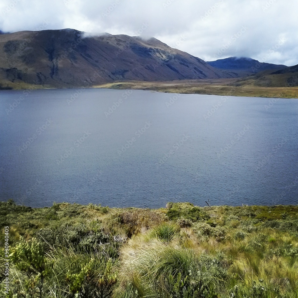 lake and mountains in the afternoom.