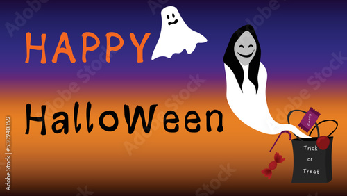 treat or trick bag halloween candy white ghost happy halloween greeting with gradien blue orange black halloween party invitation