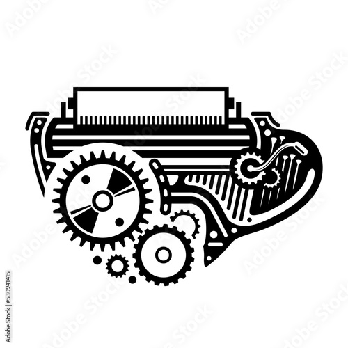 Abstract illustration of typewriter as coffee cup 