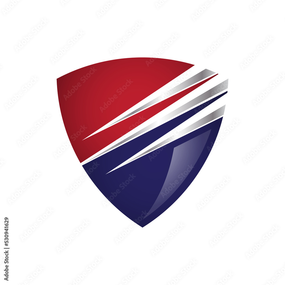Shiny shield in 3d look with three chrome streak lines Shiny shield in 3d look with three chrome streak lines