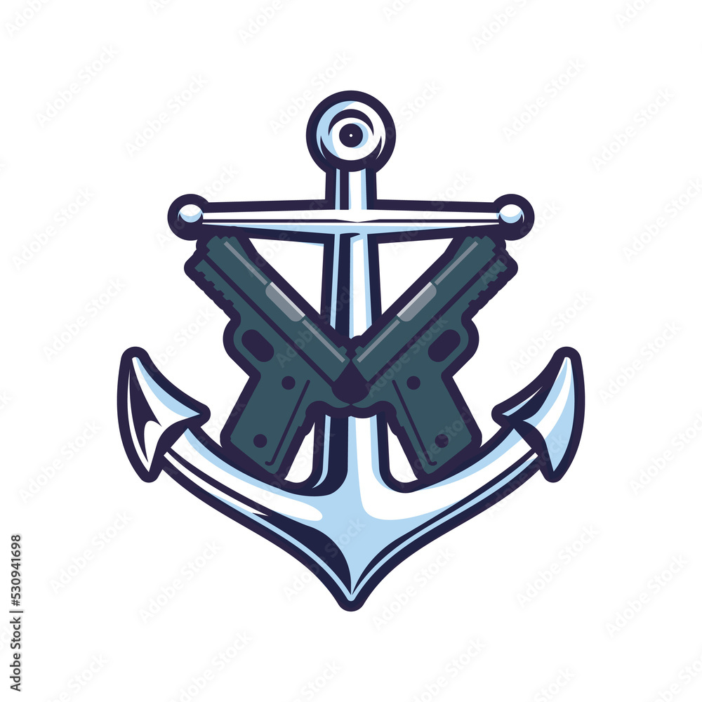 Anchor and two guns Anchor and two guns