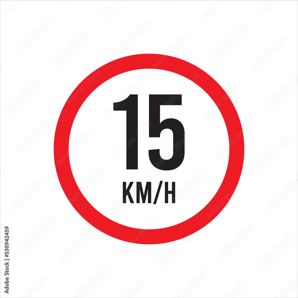 Isolated Road Maximum Speed limit sign 15 kmh sign icon on white background vector illustration. Isolated Road Maximum Speed limit sign 15 kmh sign icon on white background vector illustration.