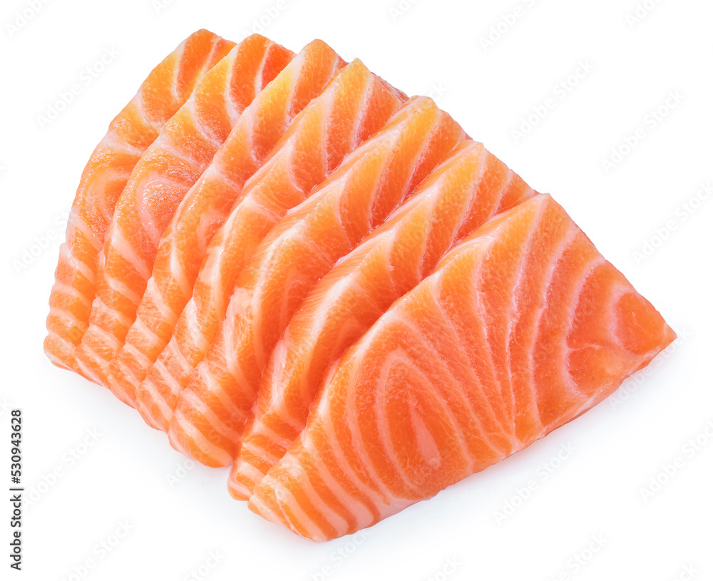 Sliced Fresh Salmon isolated on white background, Salmon Fillet isolated on white background With work path. Sliced Fresh Salmon isolated on white background, Salmon Fillet isolated on white background With work path.