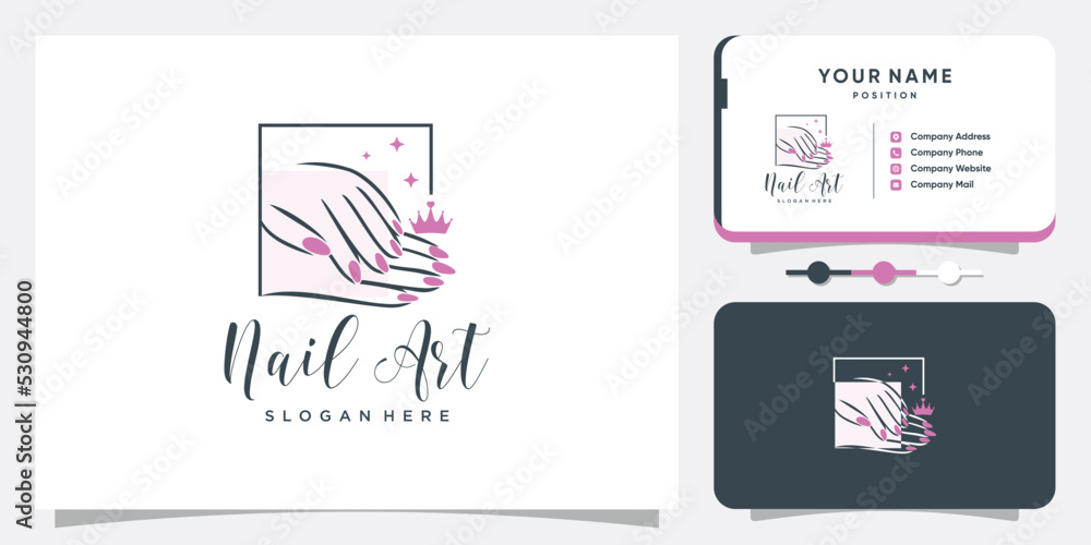 Nail polish logo design template with creative abstract style
