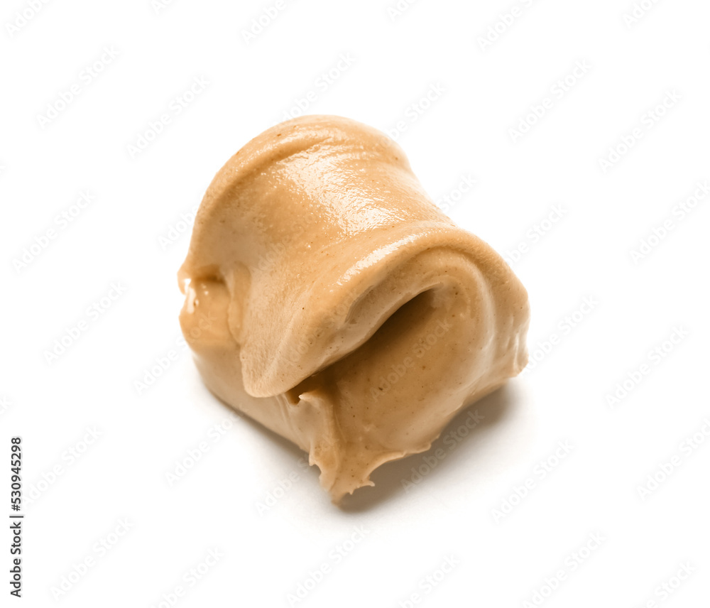Fototapeta premium Sample of nut butter on white background