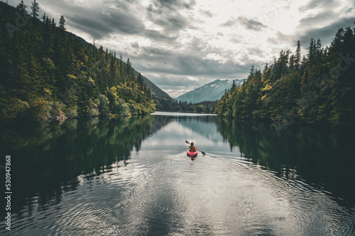 Kayaking the Tranquil Lakes in the Mountains of Alaska