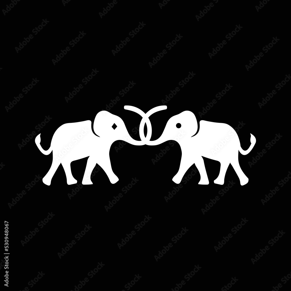 Two white elephant logo design 
