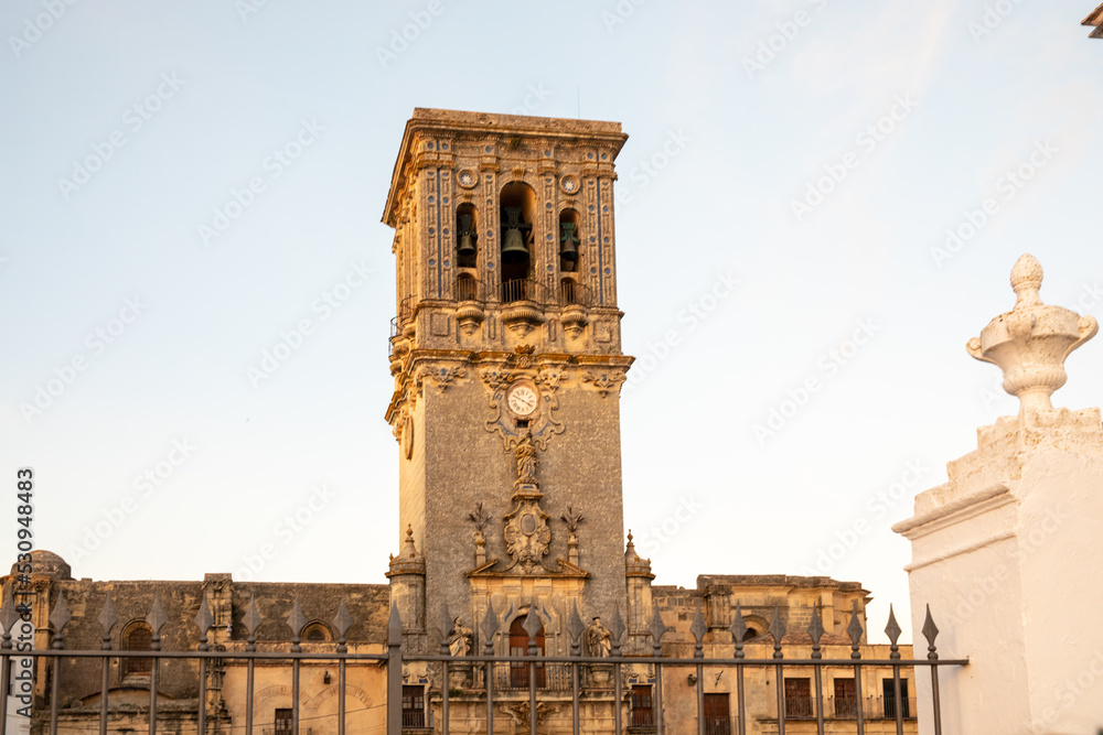 Fototapeta premium Andalusia, Spain - October 11: Architectural details of the picturesque small, quiet hilltop white villages “Pueblos Blancos of Andalusia”, with enchanting Moorish charm in Spain, October 11th 2021