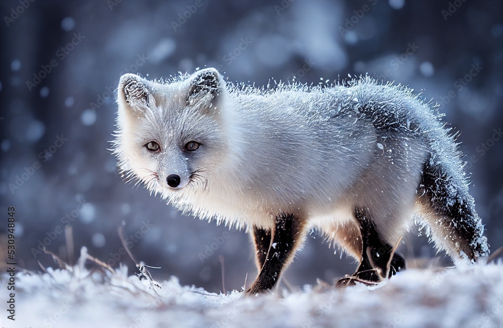 Arctic Fox Prowling in the Snowy Forest Arctic Fox Prowling in the Snowy Forest