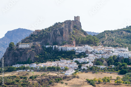 Andalusia, Spain - October 11: Architectural details of the picturesque small, quiet hilltop white villages “Pueblos Blancos of Andalusia”, with enchanting Moorish charm in Spain, October 11th 2021