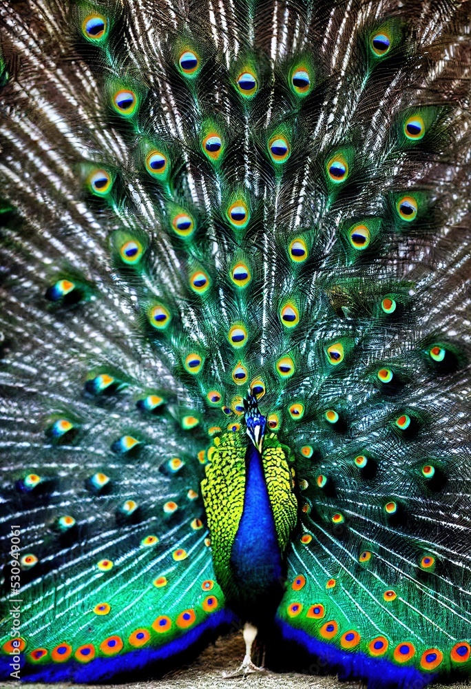 Obraz premium Brilliant Peacock with Extended Feathers
