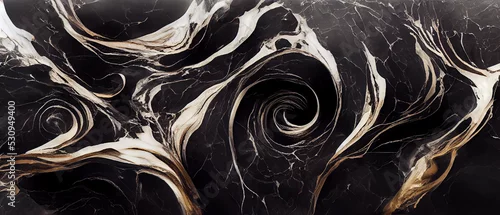 Panel kuchenny z motywem Luxury abstract fluid art ,  mixture of black, gray and gold abstract of marble background