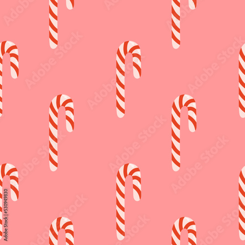Christmas cane seamless pattern simple flat vector