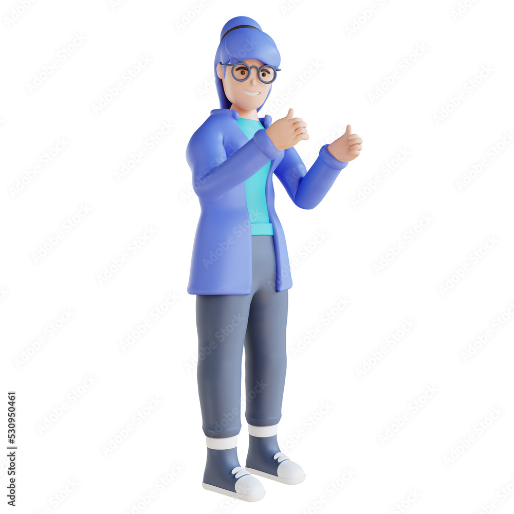 3D illustration of person showing thumbs up 3D illustration of person showing thumbs up