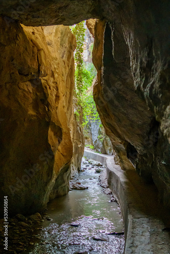 Hiking route through the Cahorros de Monachil. Grenade. Spain