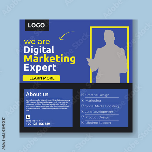 Digital business marketing banner for social media post template