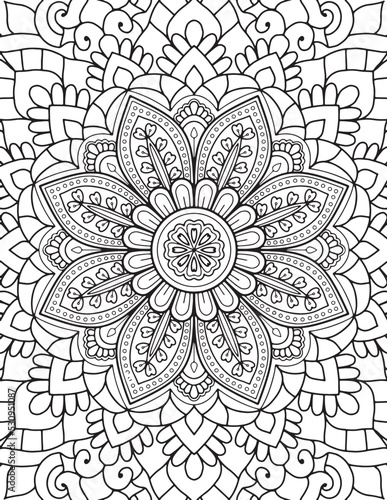 Mandala Coloring Pages, Hand Drawn Mandala Coloring Pages For Adult Coloring Book. Floral Hand Drawn Mandala Coloring Page. Unique and Amazing hand Drawn Mandala Art With Digital Devices.