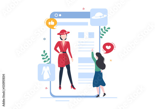 Model Portfolio Template Hand Drawn Cartoon Flat Illustration with Modeling Agency Manager and Photographer take Photos of Model in Platform Design