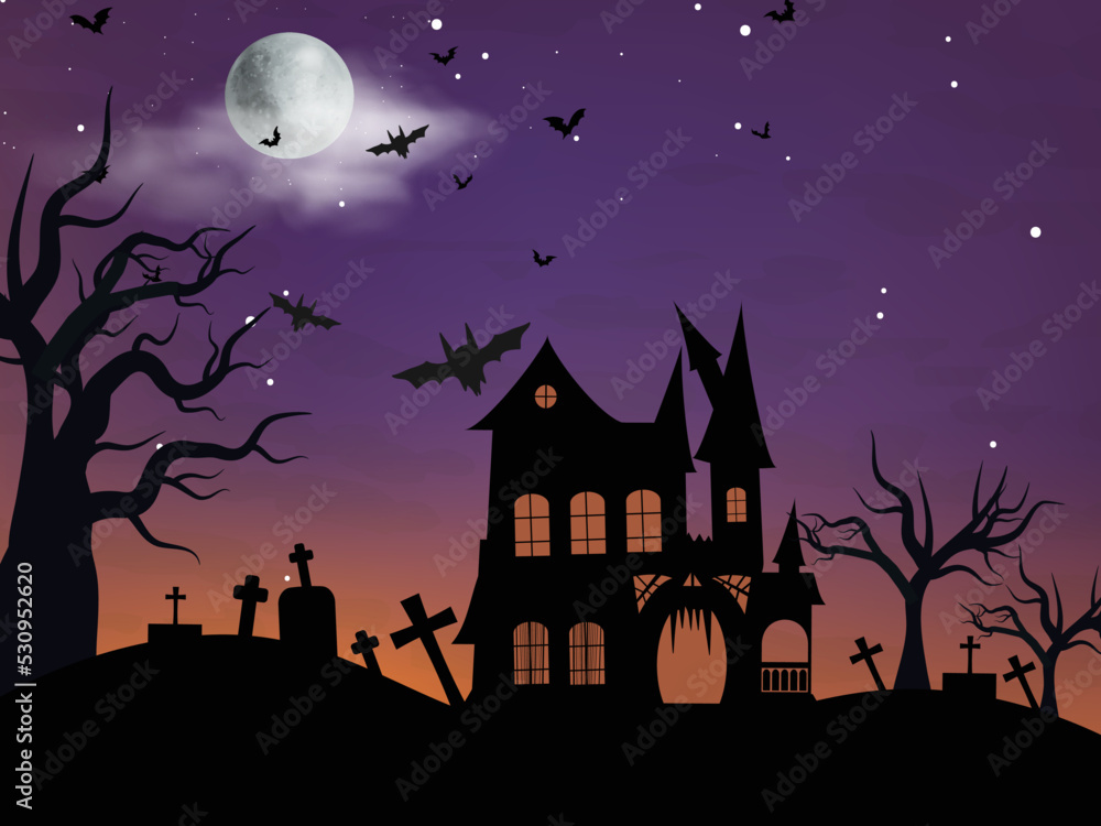 Halloween background with flat design for illustration