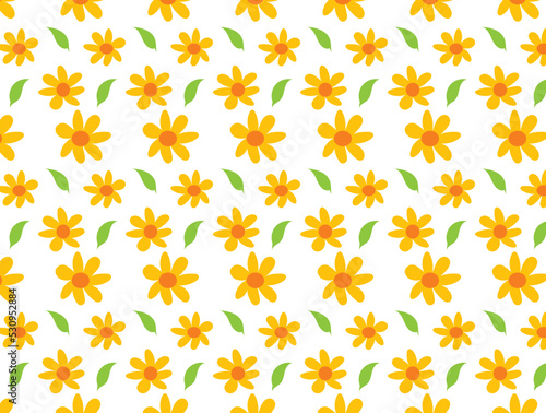 Yellow flower pattern background vector.