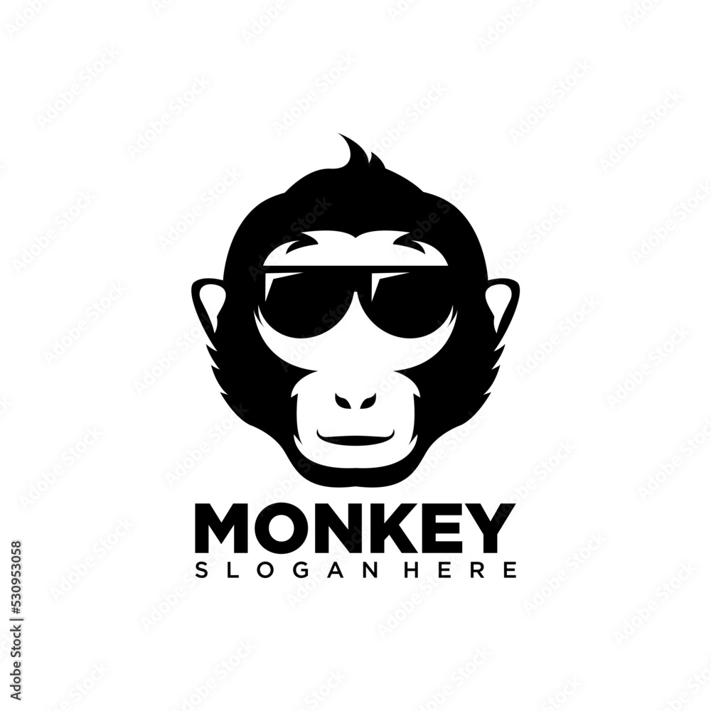 Cool monkey logo with glasses. monkey head vector Cool monkey logo with glasses. monkey head vector