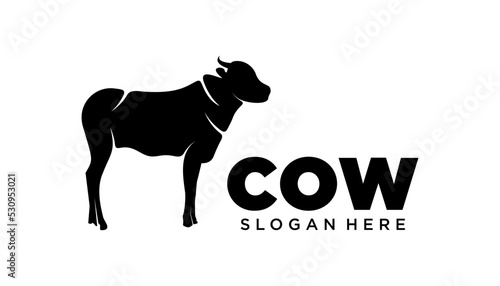 cow logo silhouette. vector illustration of a cow. farm logo