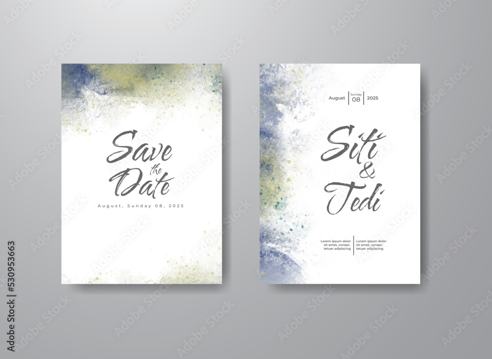 Fototapeta premium Save the date with watercolor background. Design for your invitation.