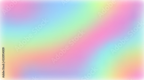 Rainbow fantasy background. Holographic illustration in pastel colors. Cute cartoon girly background. Bright multicolored sky. Vector.