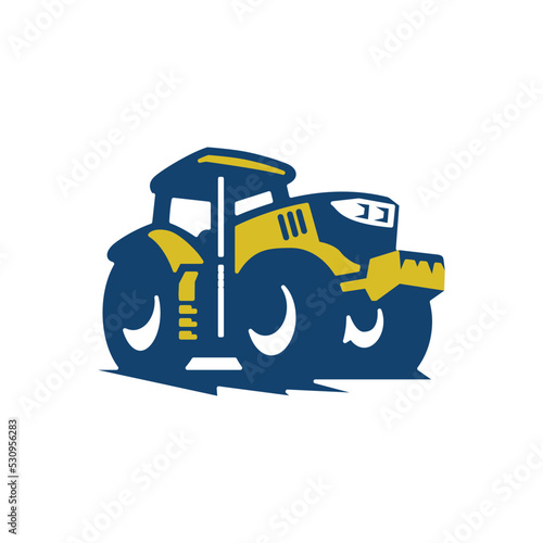 A colorful icon of tractor in an angle