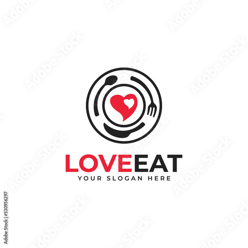 Love Eat Logo Design Vector For Restaurant or Cafe