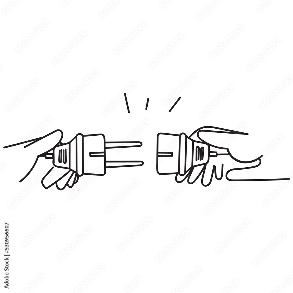 hand drawn doodle plug and socket illustration vector hand drawn doodle plug and socket illustration vector