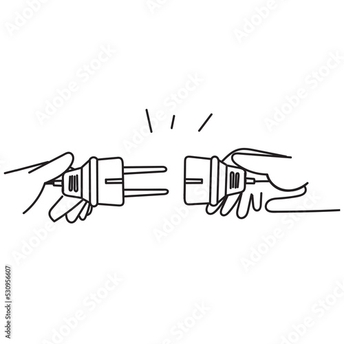 hand drawn doodle plug and socket illustration vector