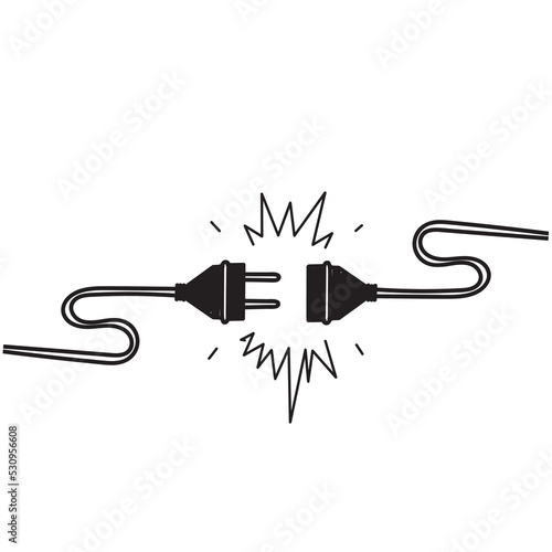 hand drawn doodle plug and socket illustration vector