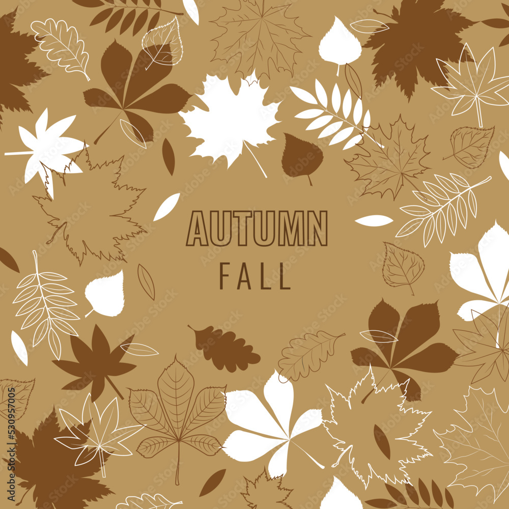 Autumn flattering in pastel beige shades. Autumn sale. Autumn fall. Business advertising about autumn discounts in stores.