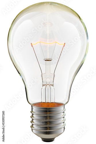 3D Glowing Light Bulb Illustration photo