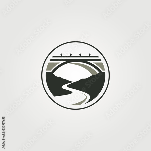 bridge and river logo vector symbol illustration design, creative bridge logo design