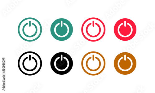 On-off icon. Set of power buttons. Power Button Icon in line and flat style.