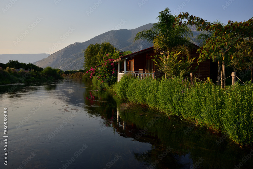 travel, village, green, water, nature, wooden house, spring water travel, village, green, water, nature, wooden house, spring water