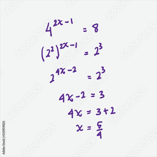 Exponential equation problem solving. Finding the value of x from the exponential equation