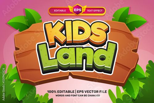 kids land cartoon game Bold 3D Editable text Effect Style