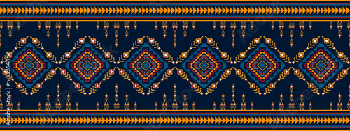 Ikat geometric pixel ethnic seamless home decoration design. Aztec fabric carpet boho mandalas textile decor wallpaper. Tribal native motif folk traditional embroidery vector 