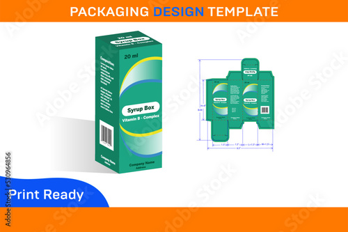 Packaging Design Template For Syrup box 20 ml