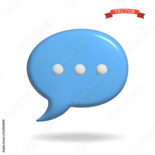 3d vector chat icon, realistic glossy plastic symbol.