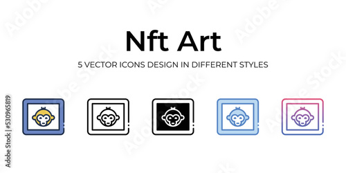 nft art icons set vector illustration. vector stock,