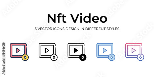 nft video icons set vector illustration. vector stock,