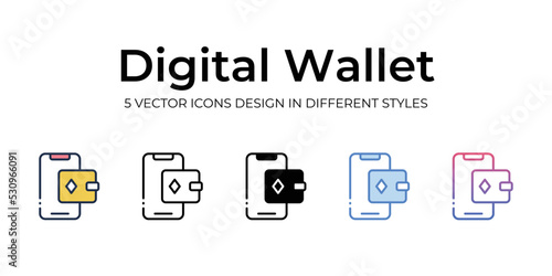 nft digital wallet icons set vector illustration. vector stock,