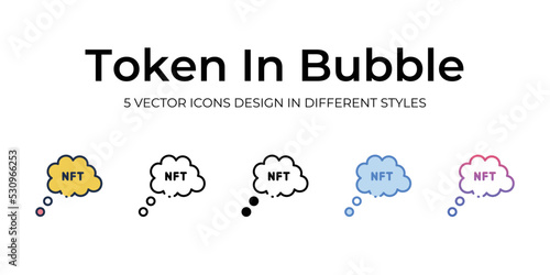 nft token in bubble icons set vector illustration. vector stock,