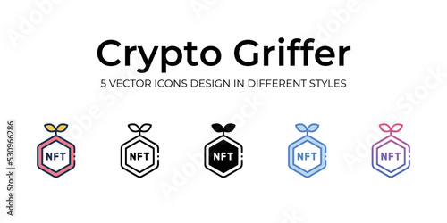 nft crypto griffer icons set vector illustration. vector stock,